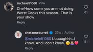 Burrell's response to an Instagram user's comment